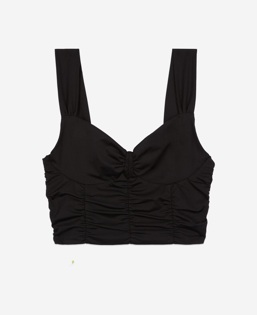 The Kooples FEMME BLACK top court avec drapé noir