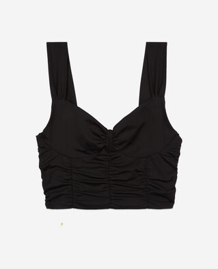 The Kooples FEMME BLACK top court avec drapé noir