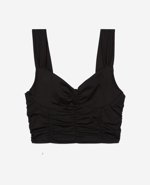 The Kooples FEMME BLACK top court avec drapé noir