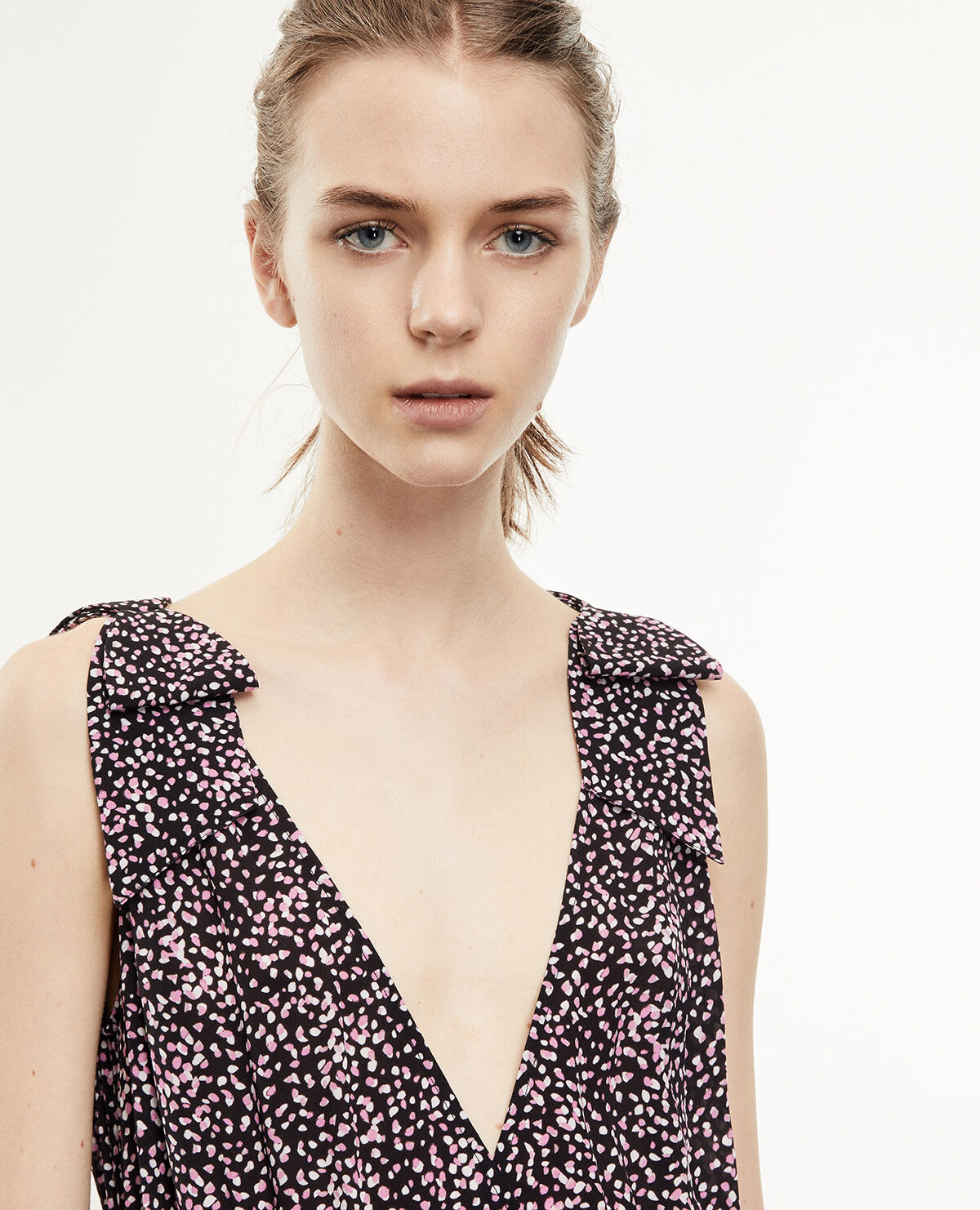 Long black and pink polka dot dress The Kooples
