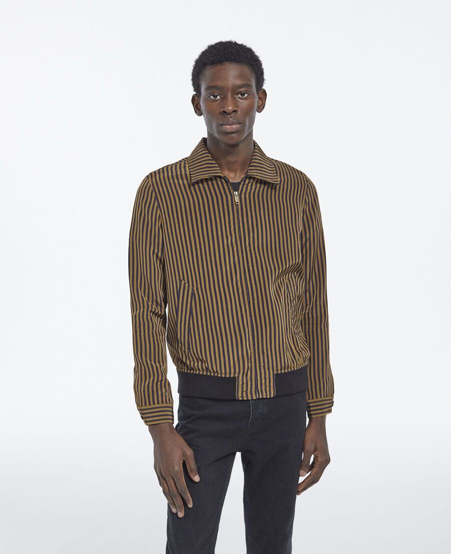 camel technical lined jacket with thin stripes