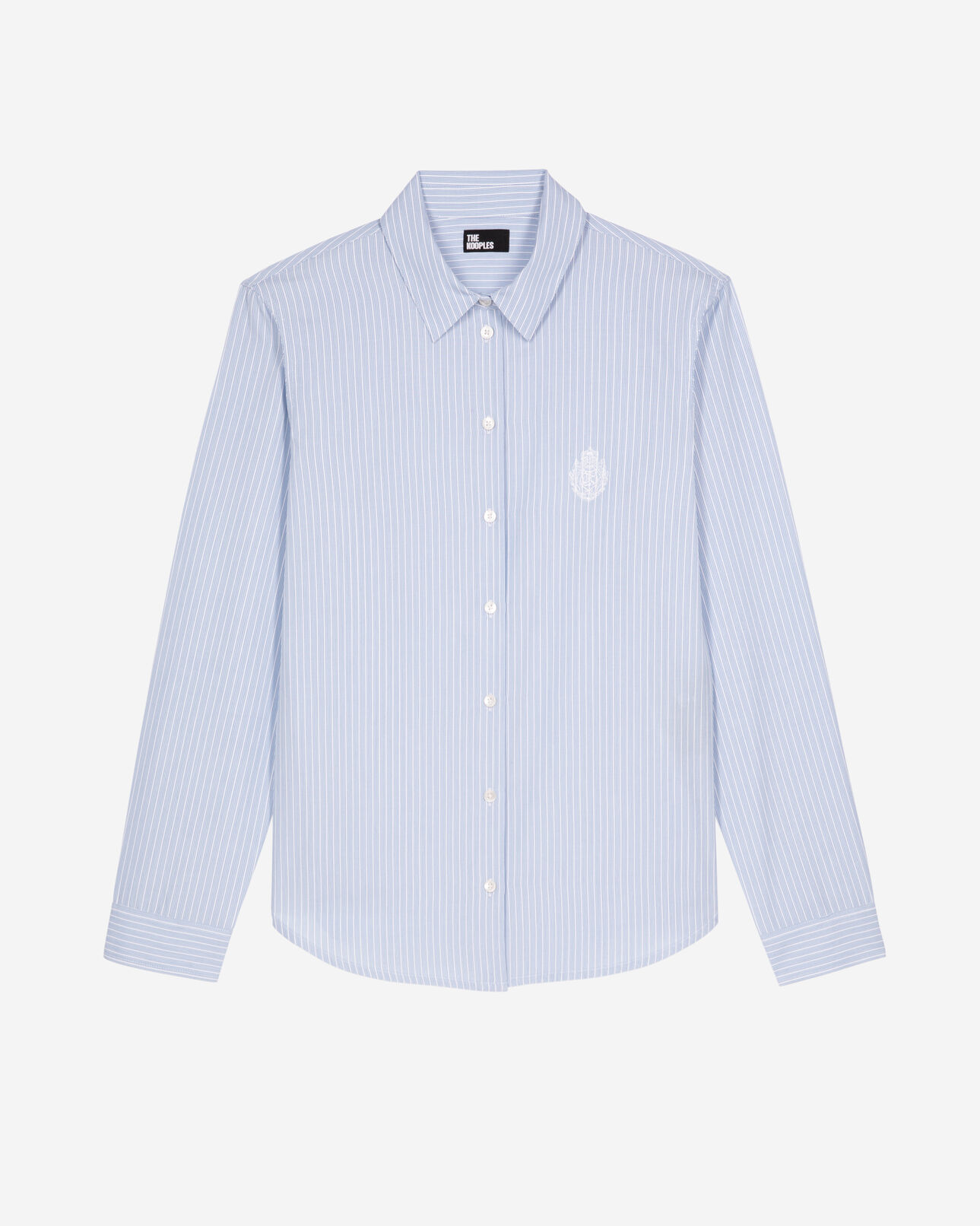 The Kooples FEMME BLUE / WHITE chemise à rayures en popeline bleue