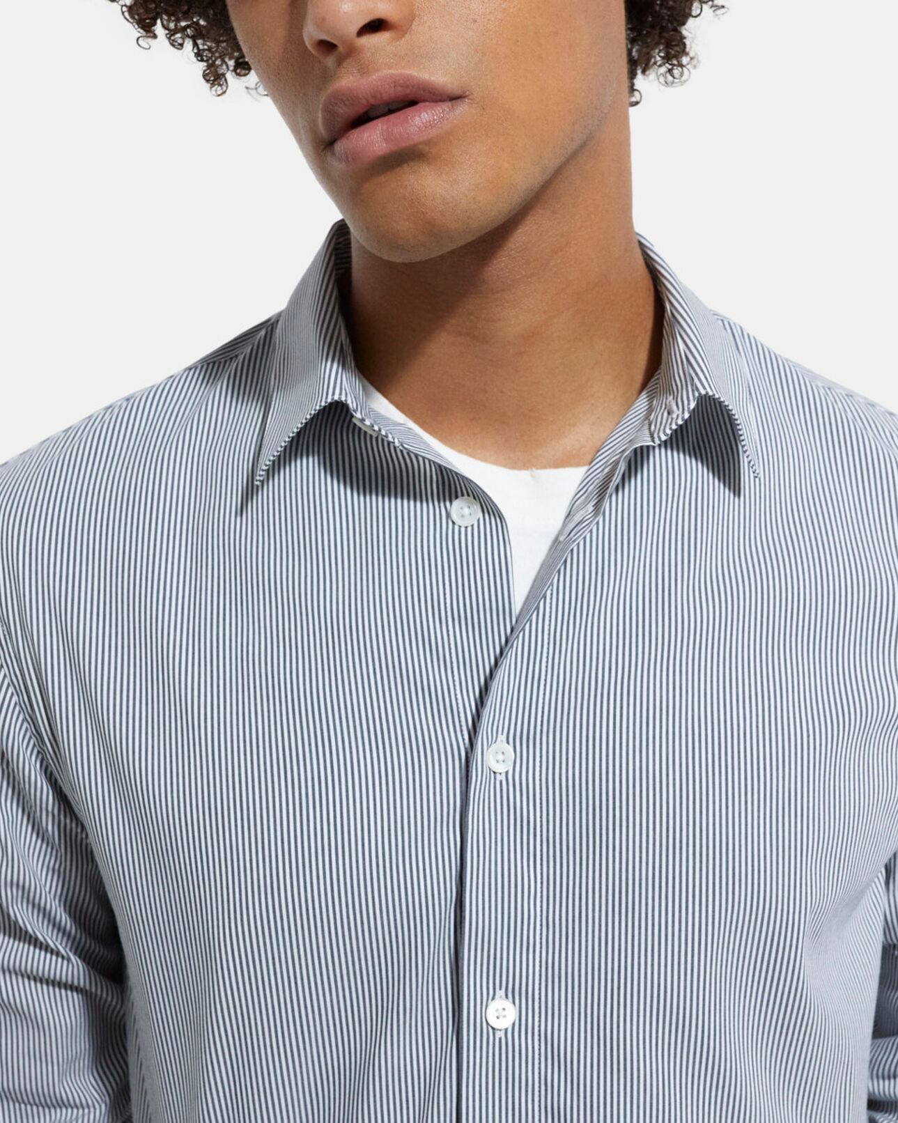 The Kooples HOMME GREY-WHITE chemise col classique à rayures