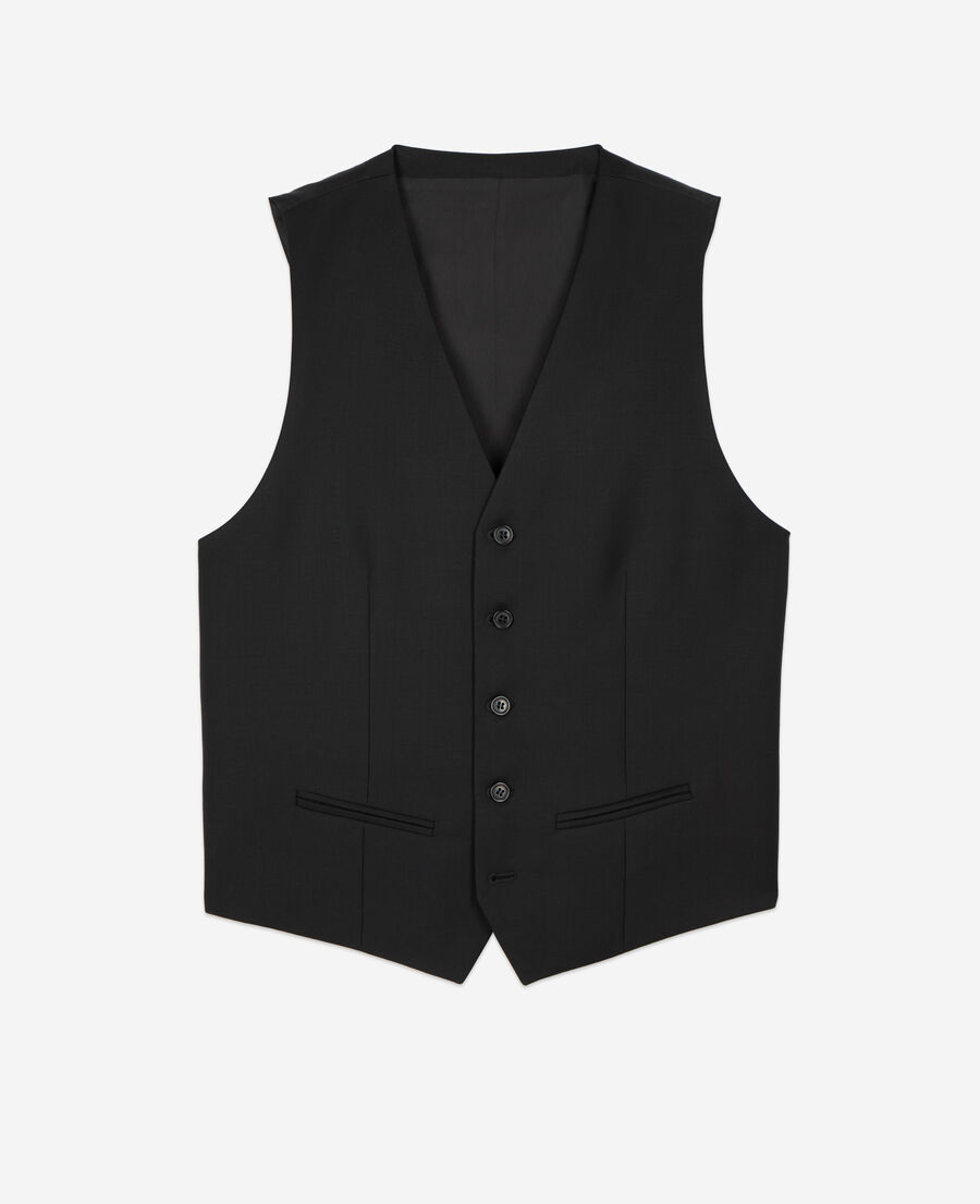 black waistcoat in wool with buttons