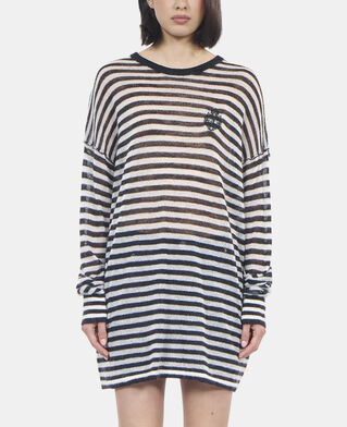 The Kooples WOMEN BLACK / WHITE striped mohair and wool sweater
