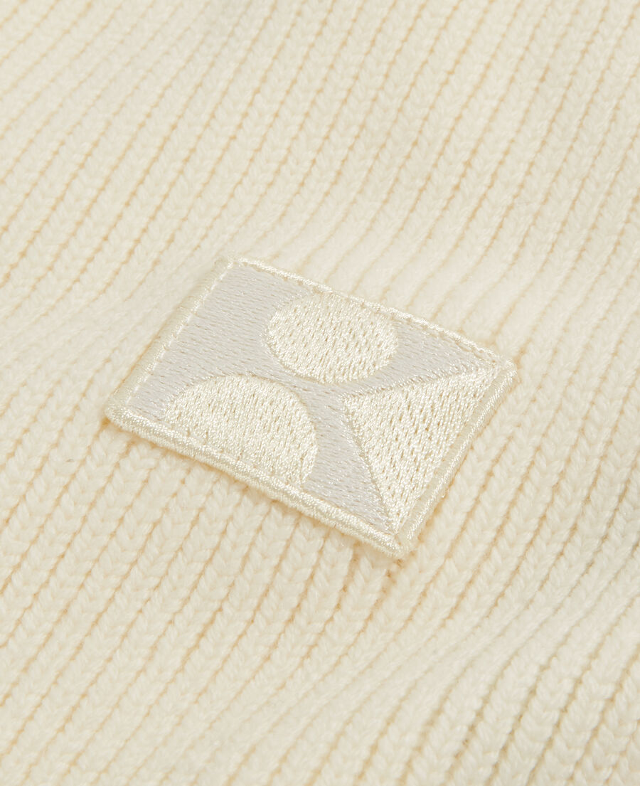 bufanda lana blanco crudo bordes tejidos
