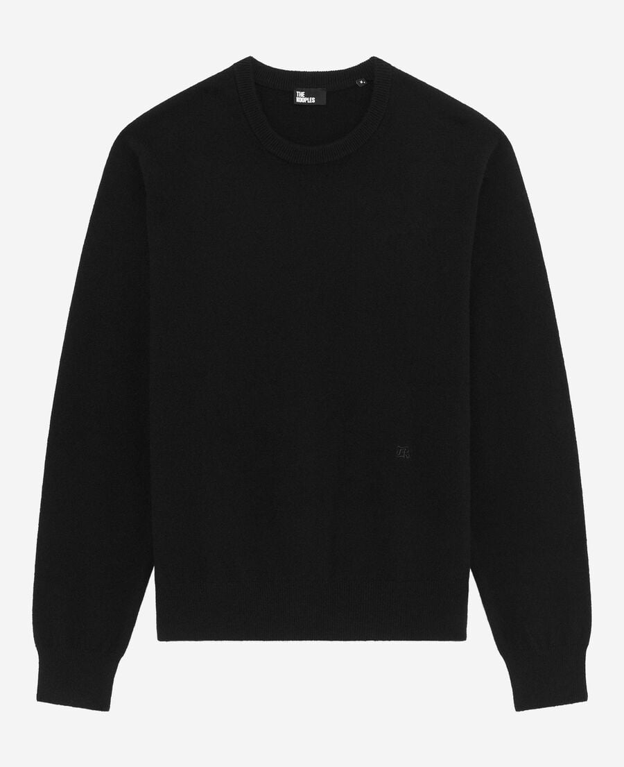 The Kooples HOMME BLACK pull col rond en cachemire noir