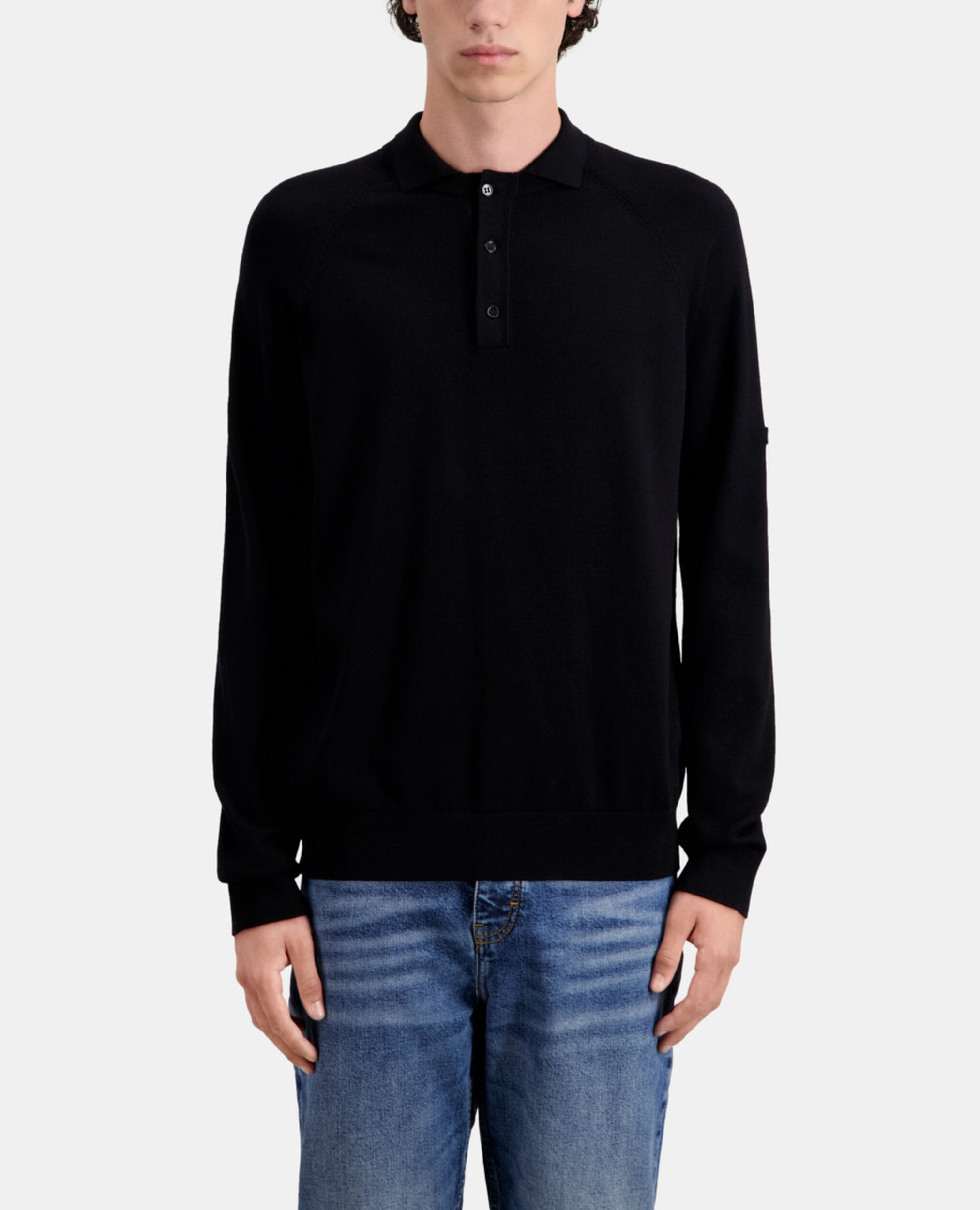 Polo noir en maille, BLACK, hi-res image number null