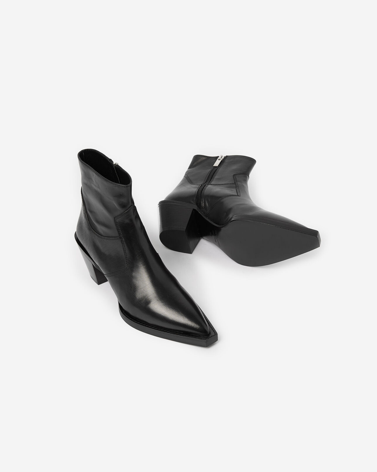 The Kooples WOMEN BLACK western-style black leather ankle boots