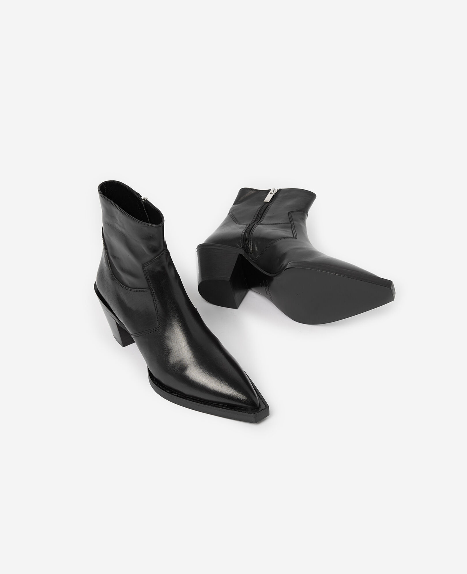 The Kooples WOMEN BLACK western-style black leather ankle boots