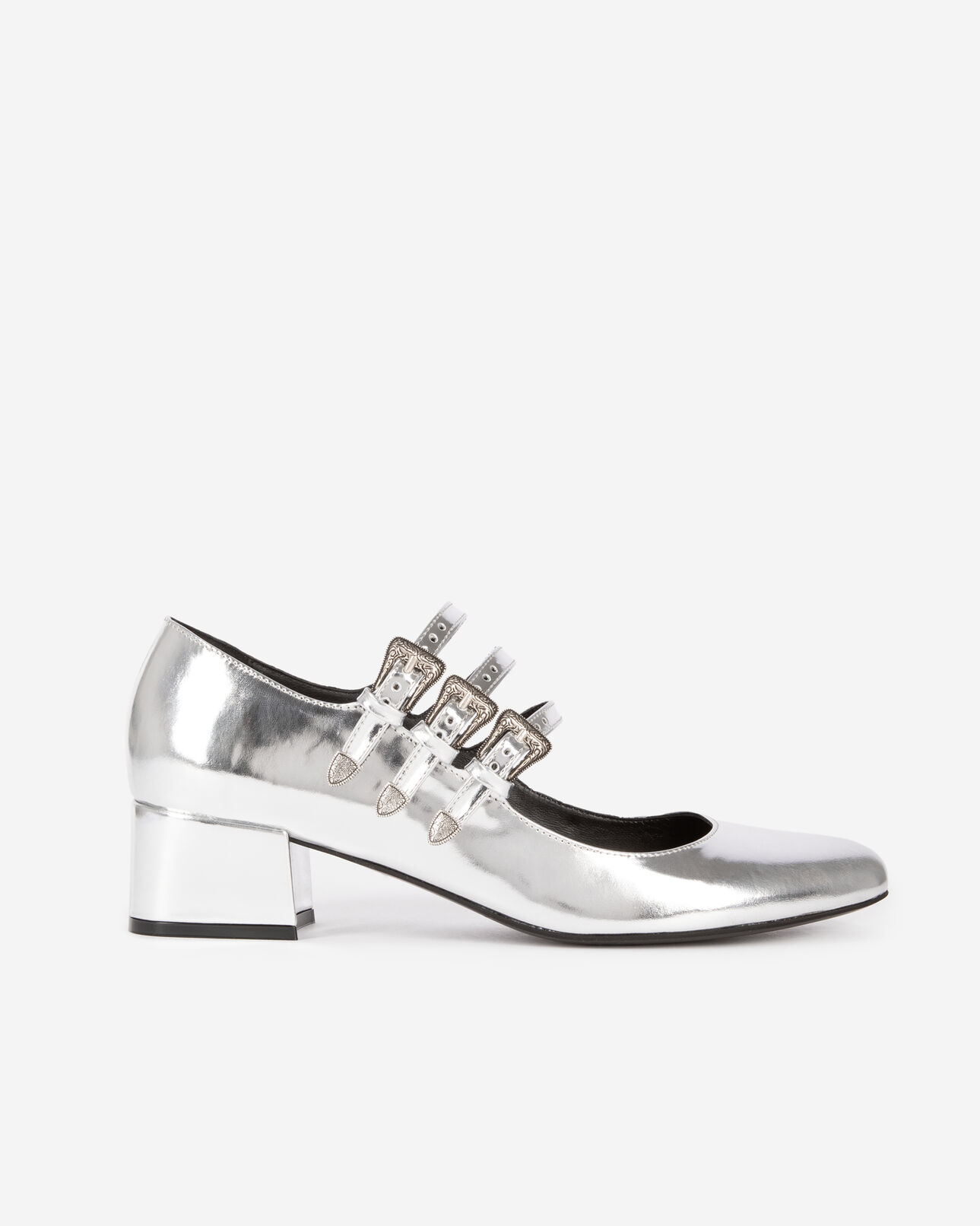 The Kooples FEMME SILVER babies à talons en cuir argenté