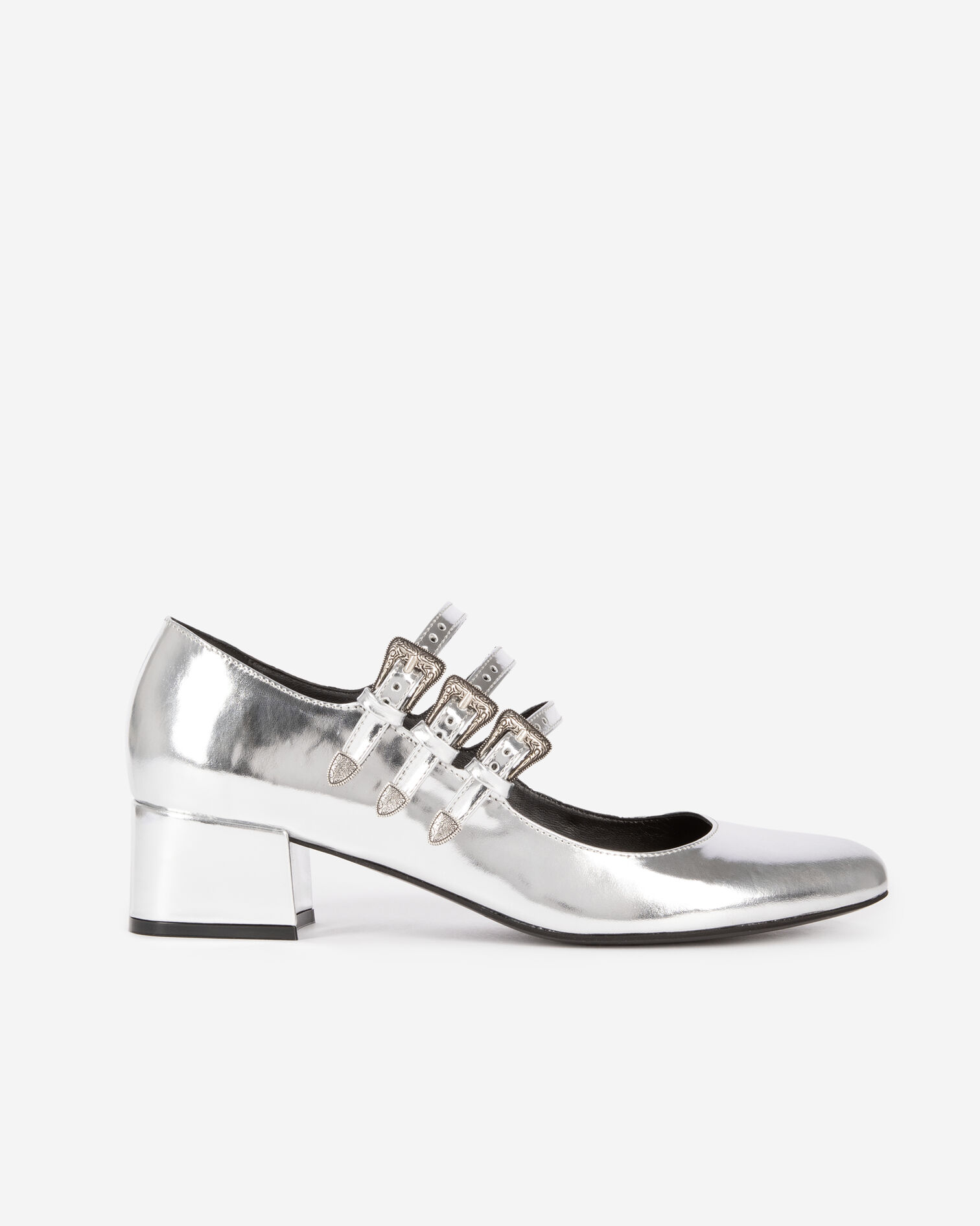 Babies à talons en cuir argenté, SILVER, hi-res image number null