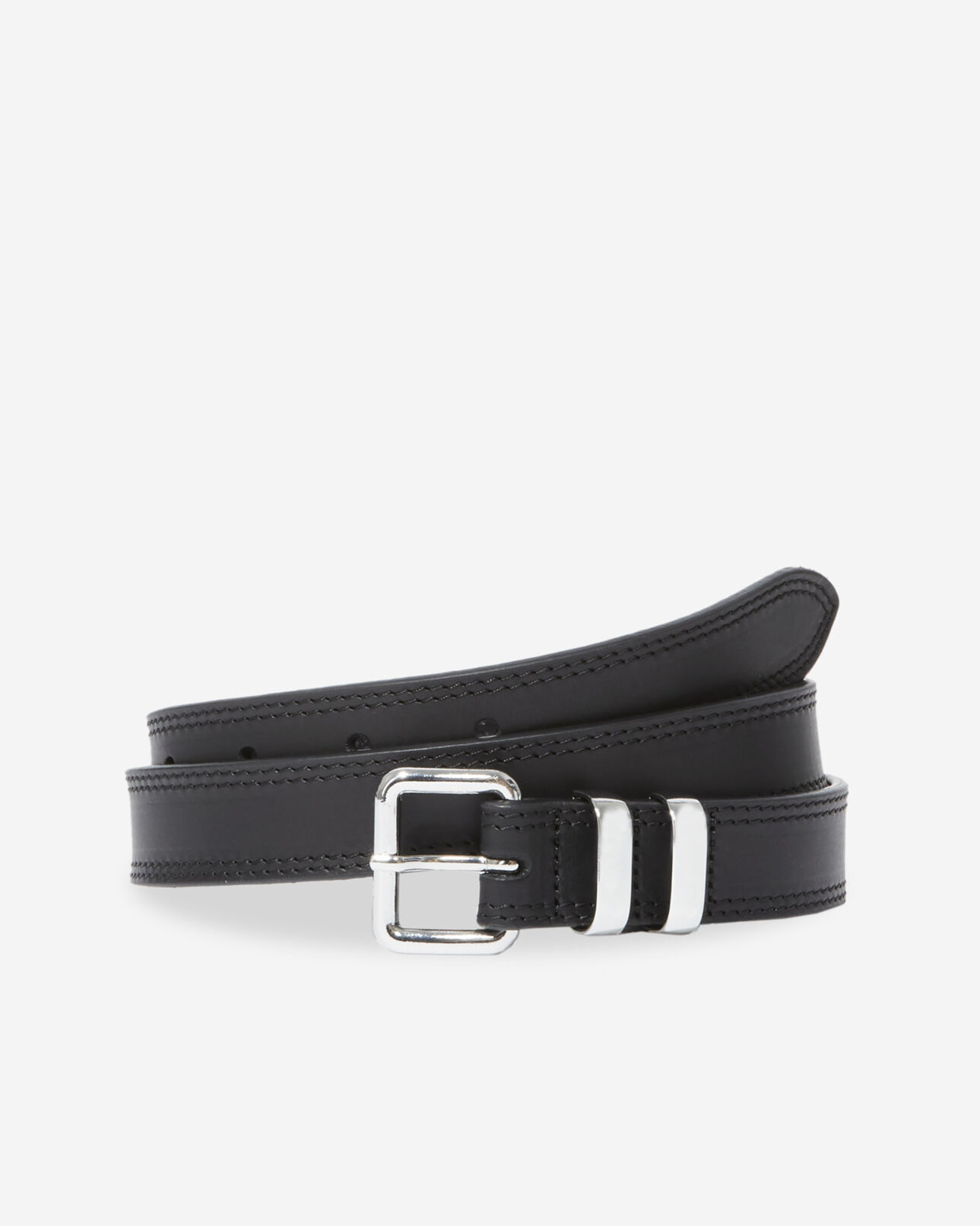 The Kooples WOMEN BLACK thin leather belt with single black buckle