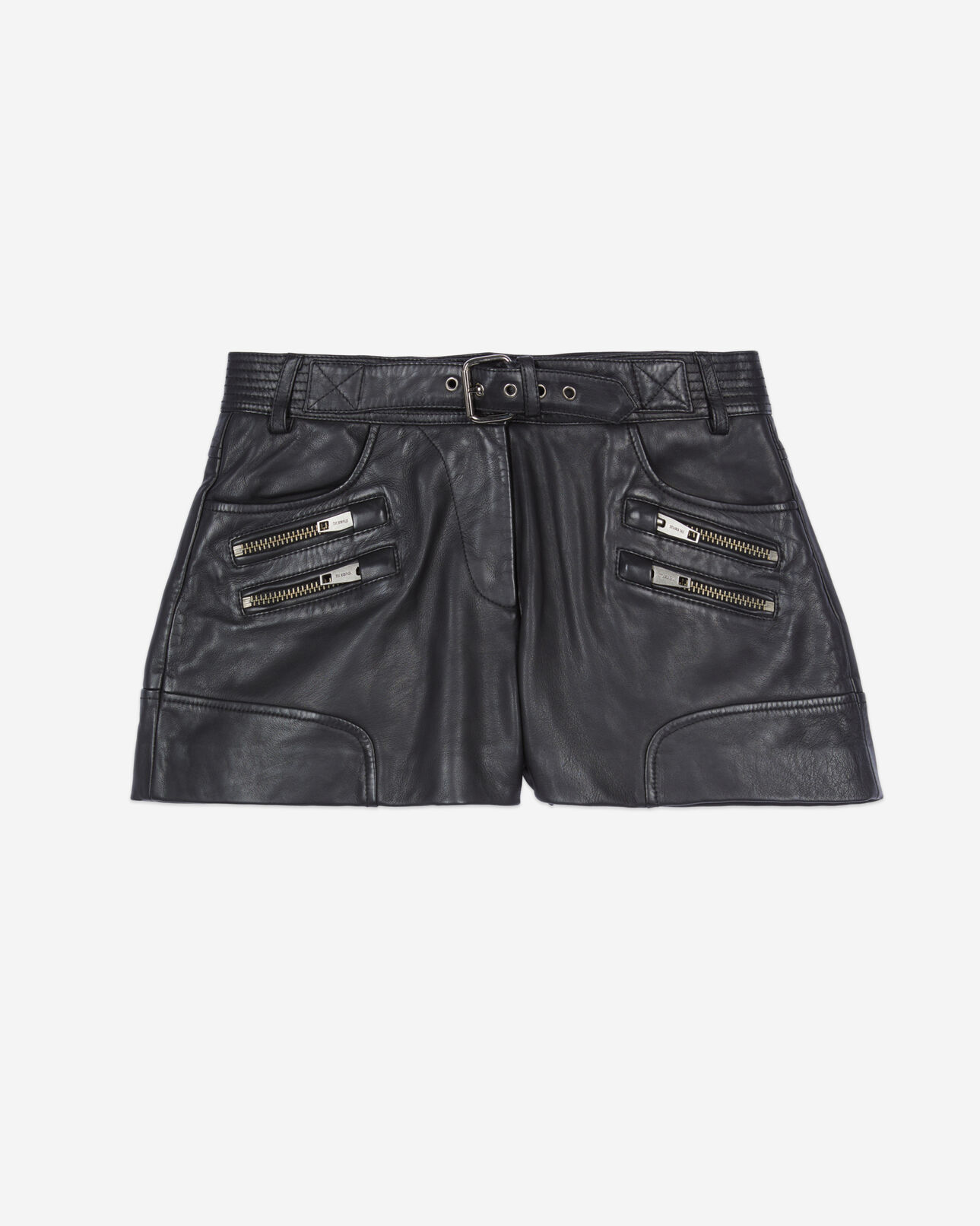 The Kooples WOMEN BLACK black leather shorts
