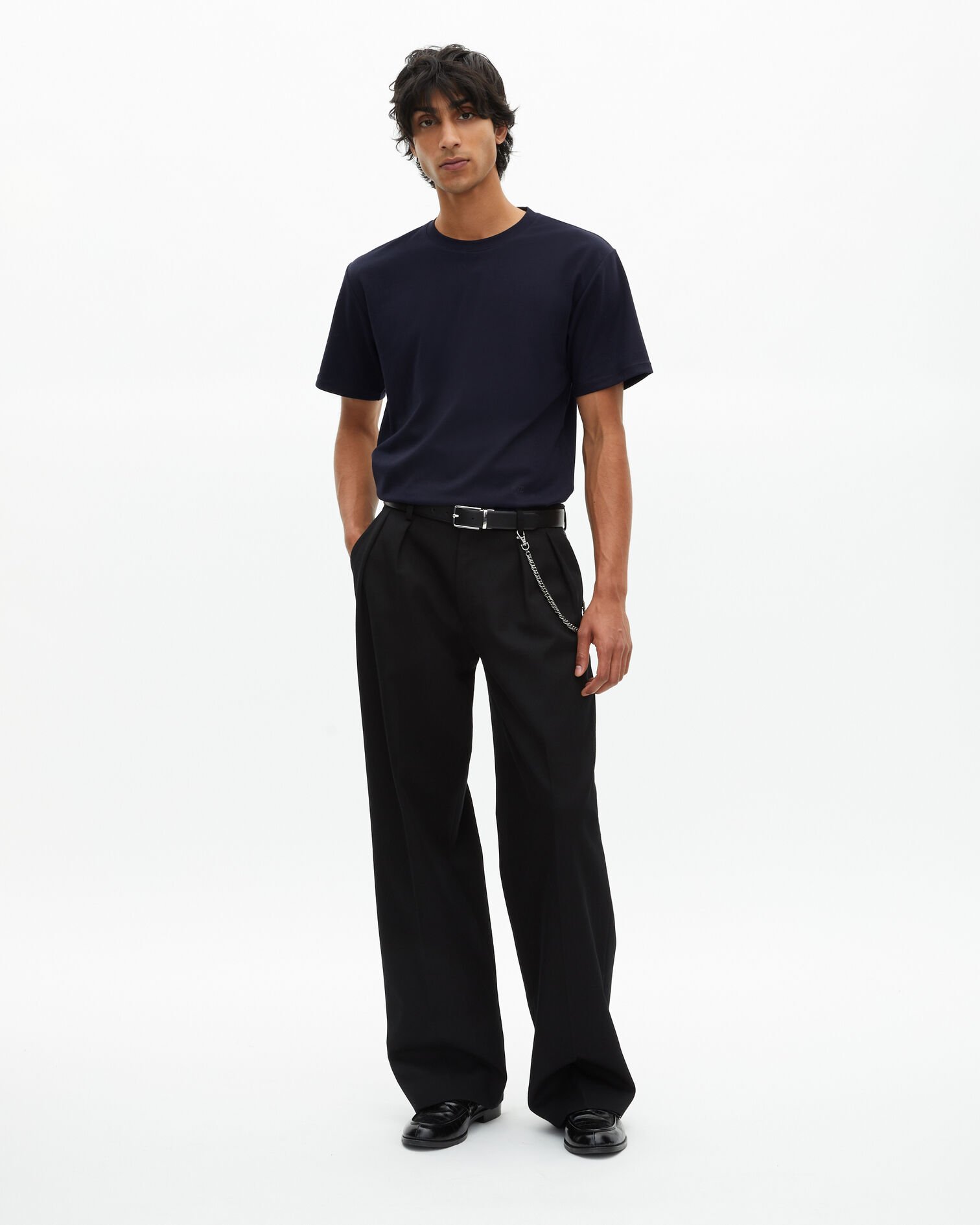 Plain navy blue T-shirt, NAVY, hi-res image number null
