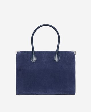 The Kooples WOMEN NAVY ming l tote bag in navy suede