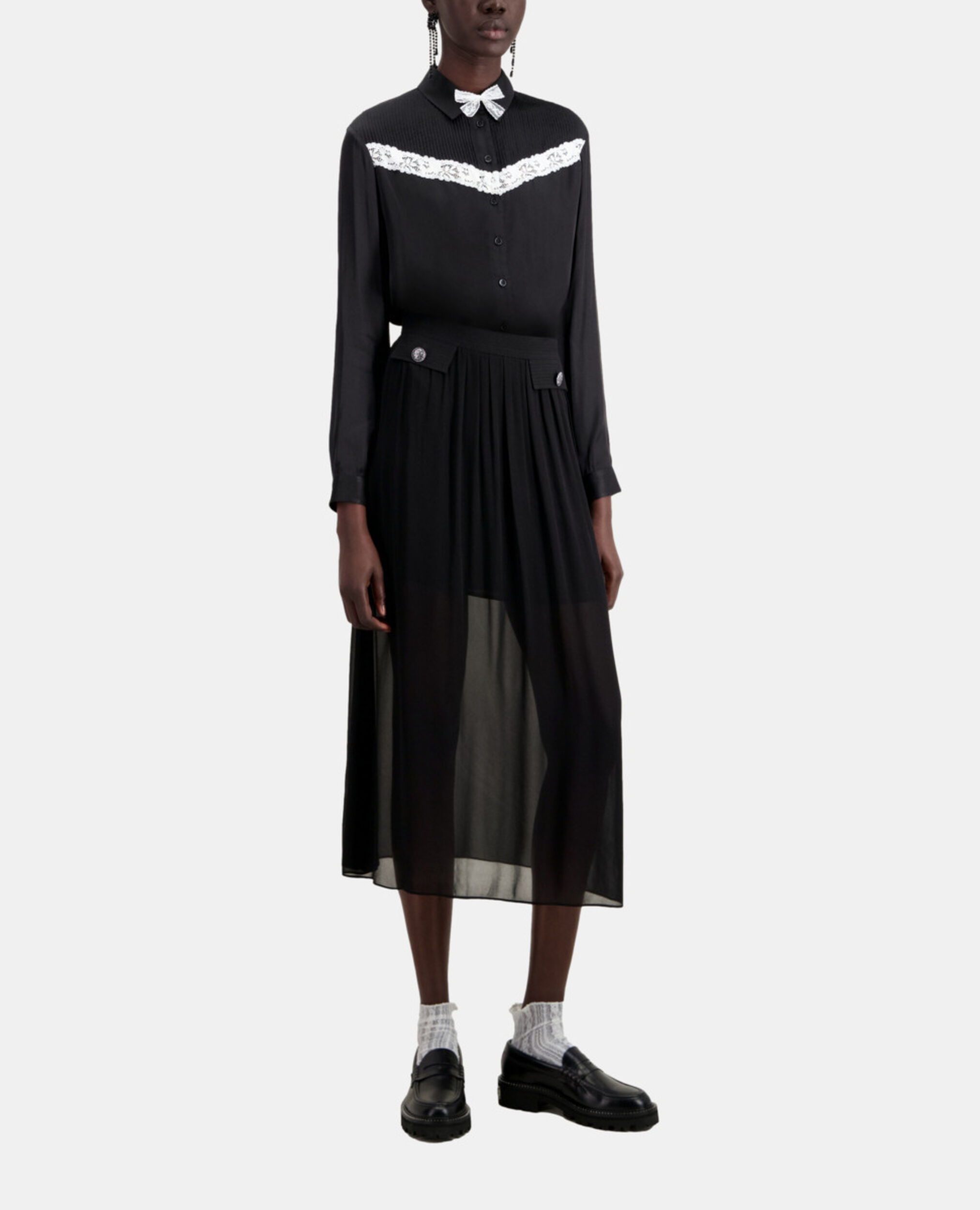 Long black skirt with pockets, BLACK, hi-res image number null