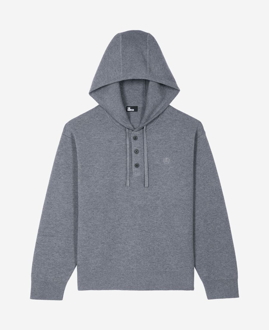 The Kooples HOMME MIDDLE GREY MEL pull &agrave; capuche gris