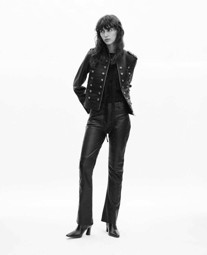 The Kooples WOMEN BLACK black officer-style leather jacket
