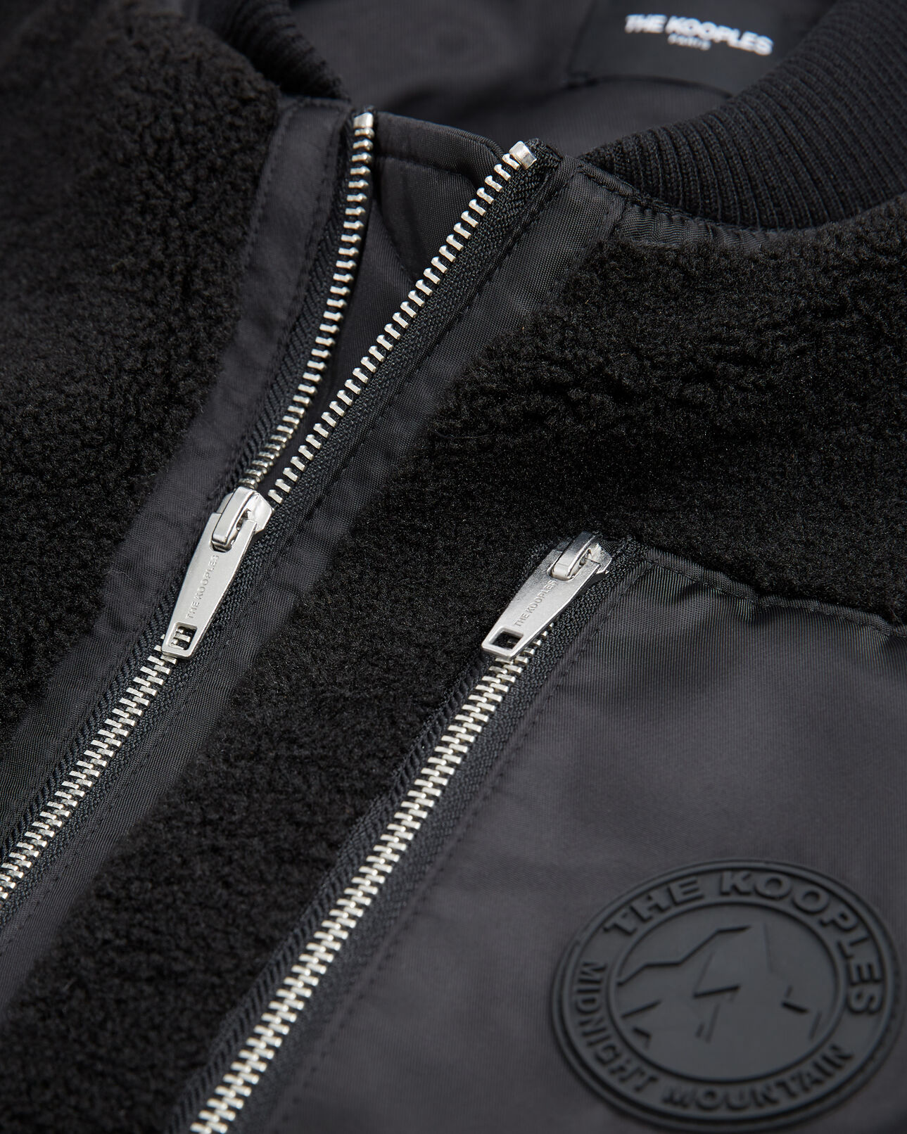 The Kooples HOMME BLACK blouson fausse fourrure noire à poche