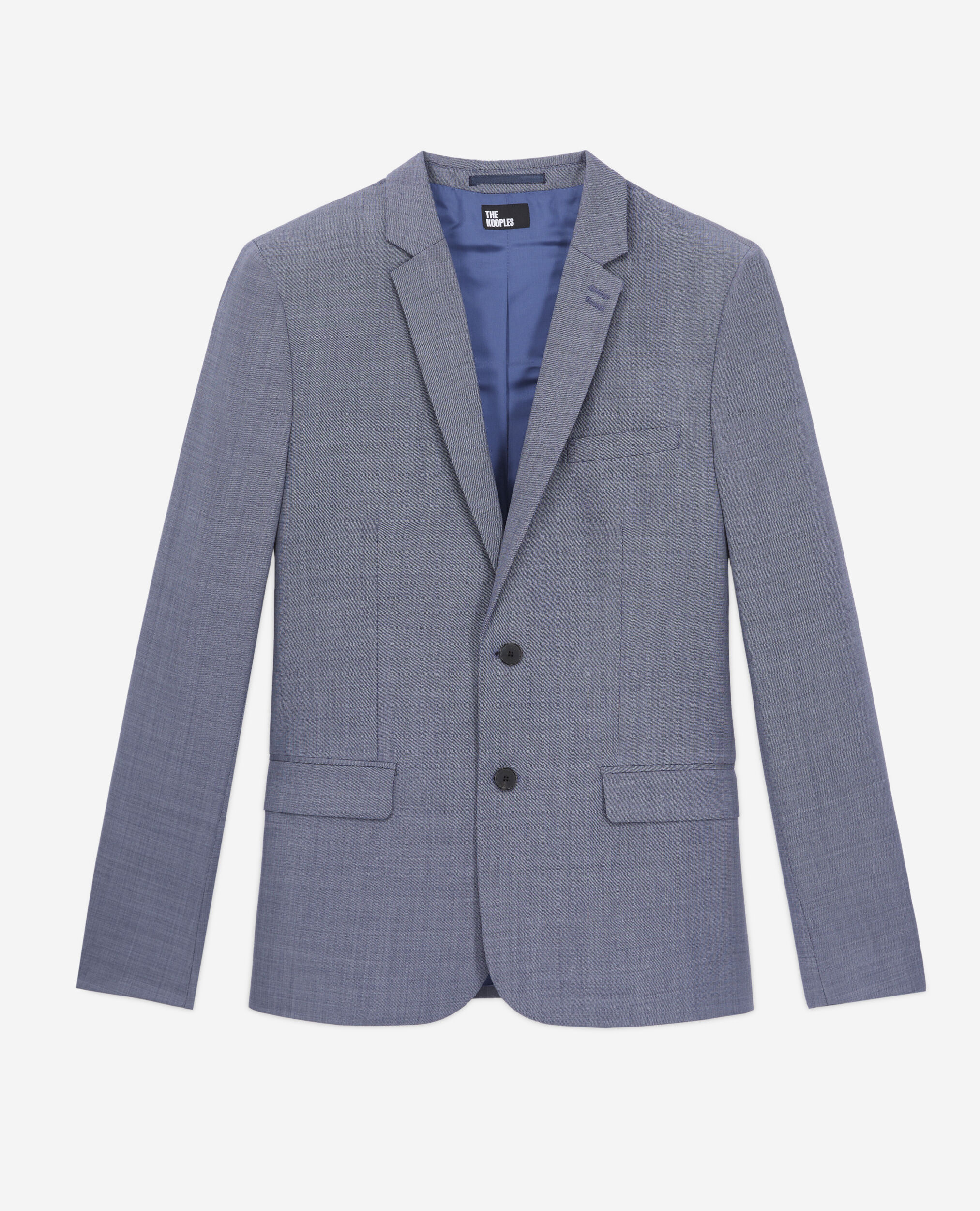 Grau-blau karierte Anzugjacke aus Wolle, LIGHT BLUE, hi-res image number null