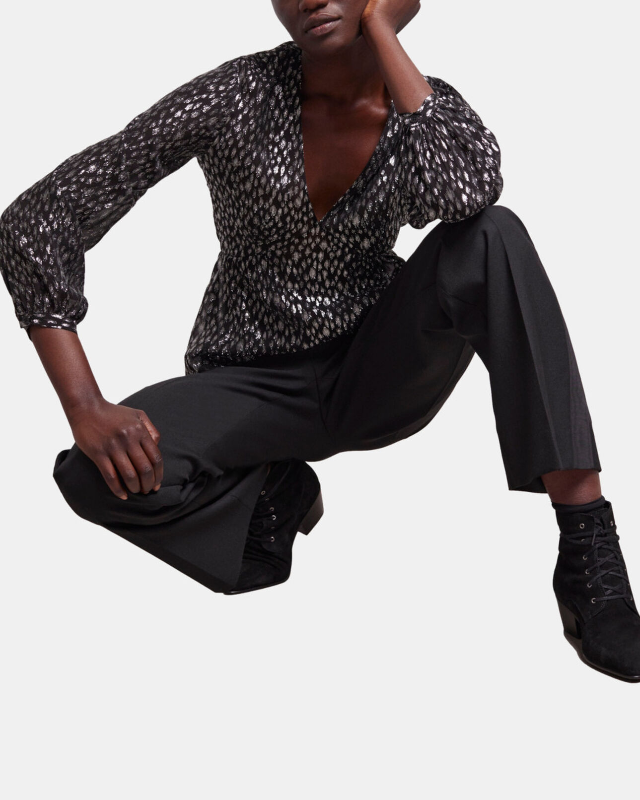 The Kooples FEMME ANTIC SILVER top léopard