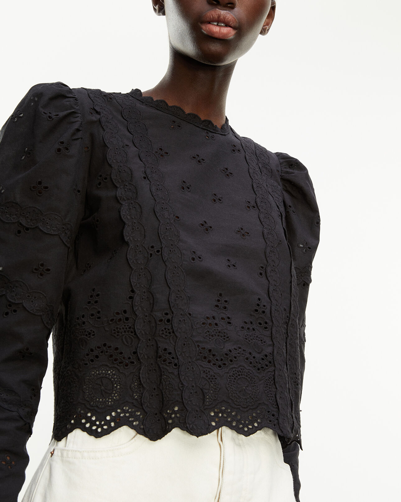 The Kooples WOMEN BLACK black top with long sleeves
