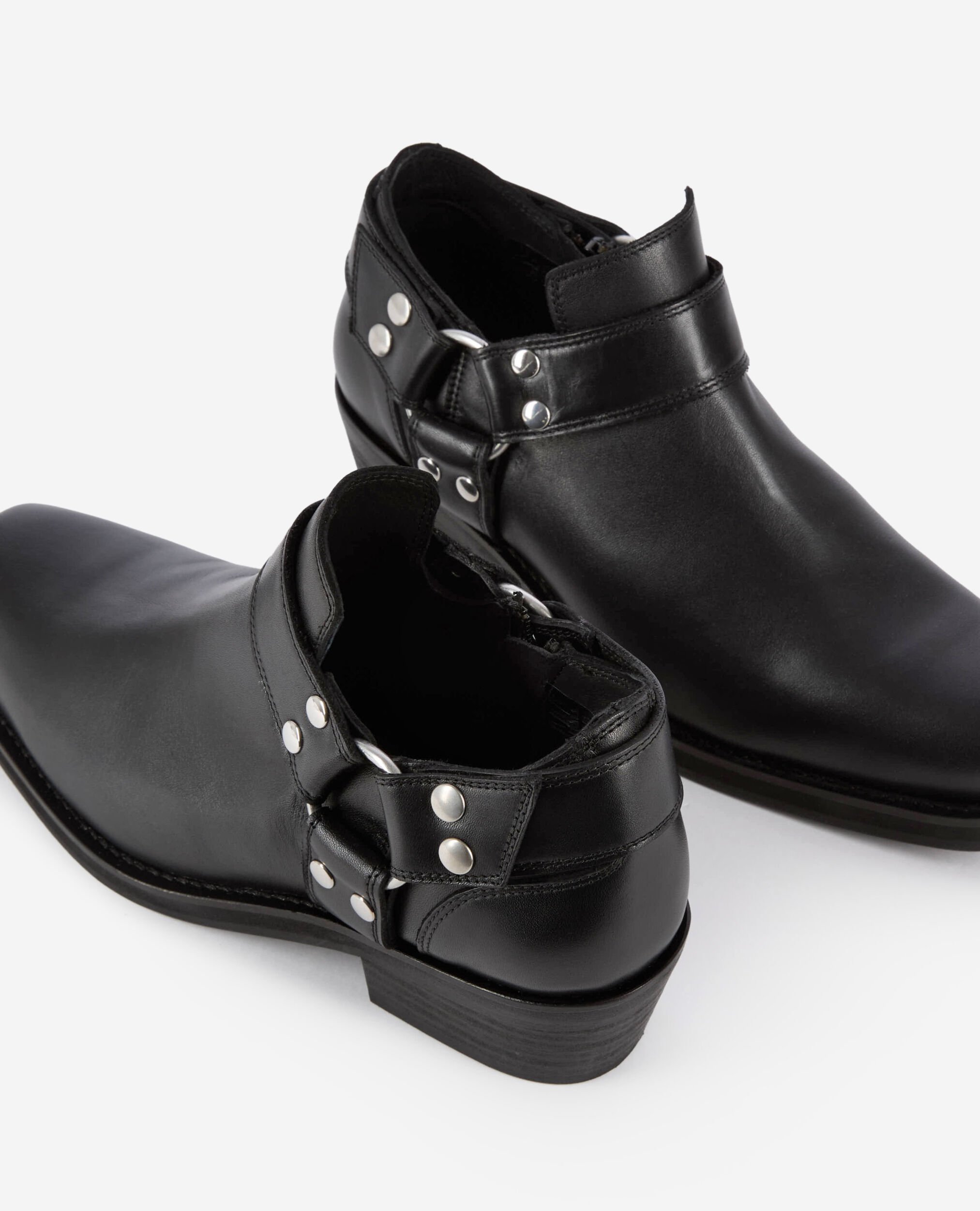 Bottines basses avec sangles en cuir noires, BLACK, hi-res image number null