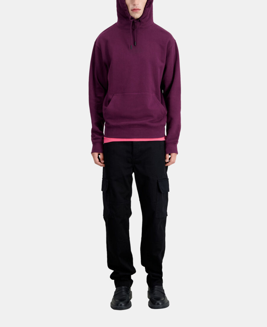 sweatshirt homme à capuche bordeaux avec logo