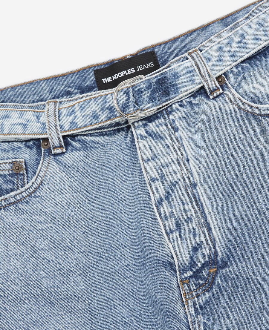 The Kooples H BLUE DENIM faded blue denim shorts 