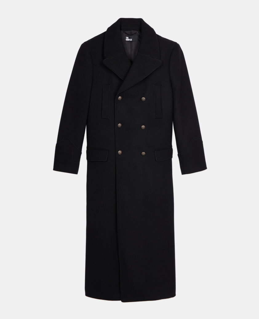 The Kooples HOMME BLACK manteau long en laine mélangée noire