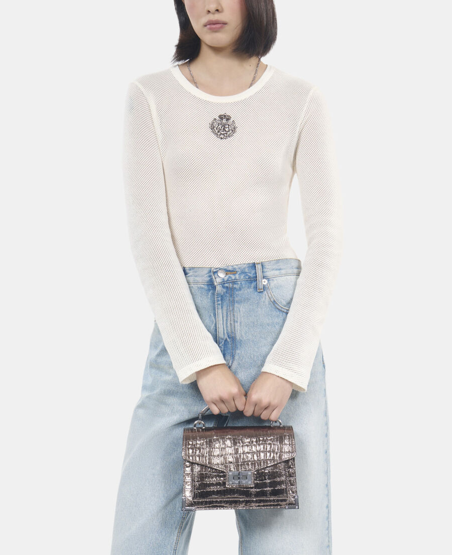 The Kooples WOMEN PINK BRONZE emily small bag in pink crocodile-effect leather