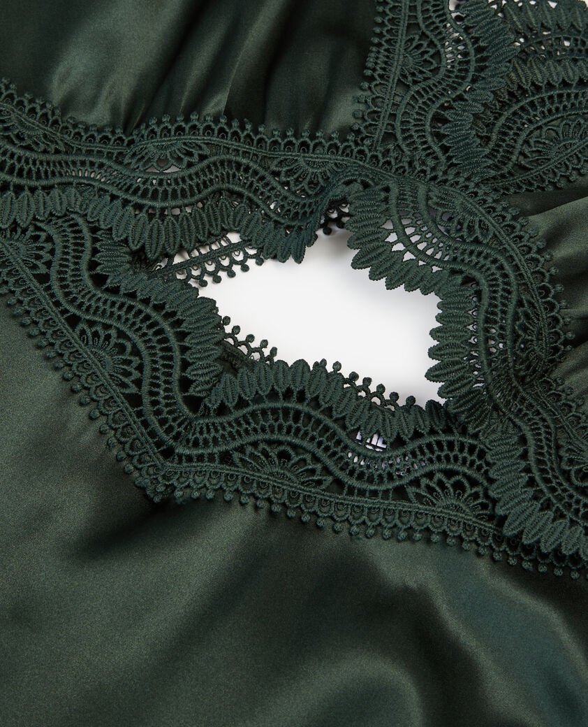 The Kooples FEMME WOOD KAKI robe nuisette longue avec guipure verte