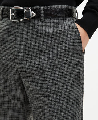 The Kooples H GREY black and grey houndstooth straight-leg suit pants