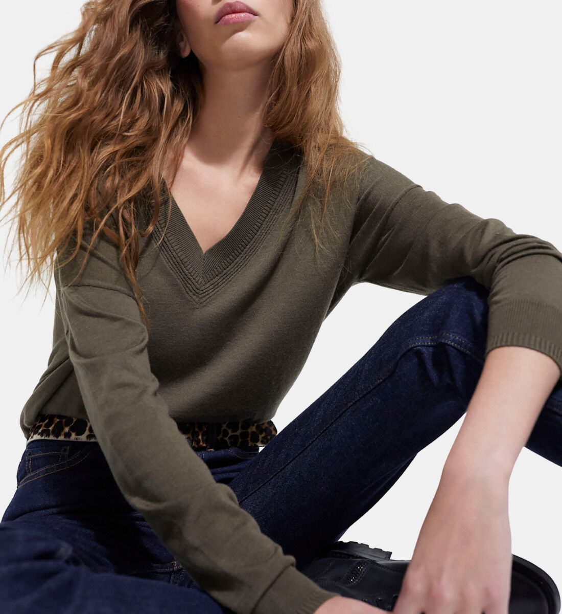 Khaki wool jumper online