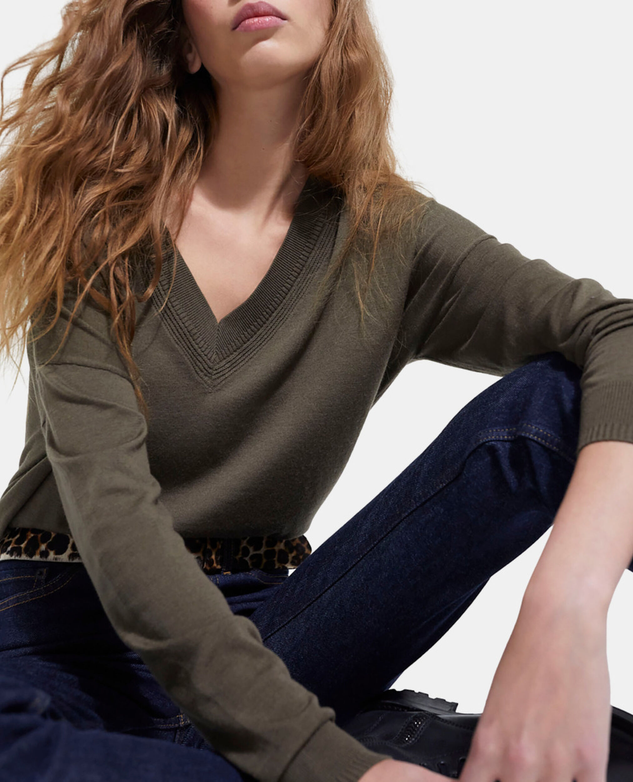 Khakifarbener Wollpullover, ALGUE, hi-res image number null