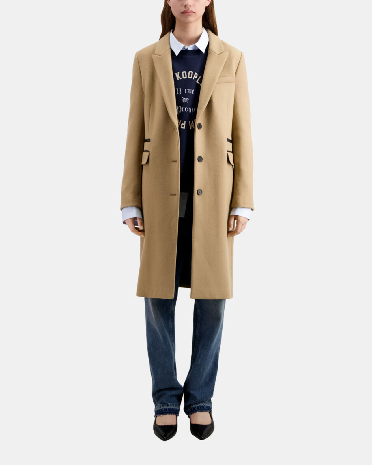 The Kooples FEMME CAMEL manteau long camel en mélange de laine