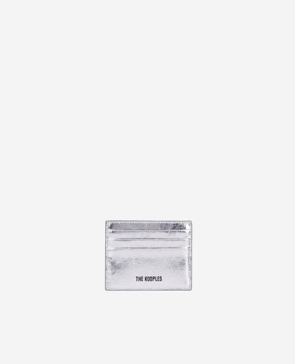 The Kooples WOMEN SILVER blason silver leather card case