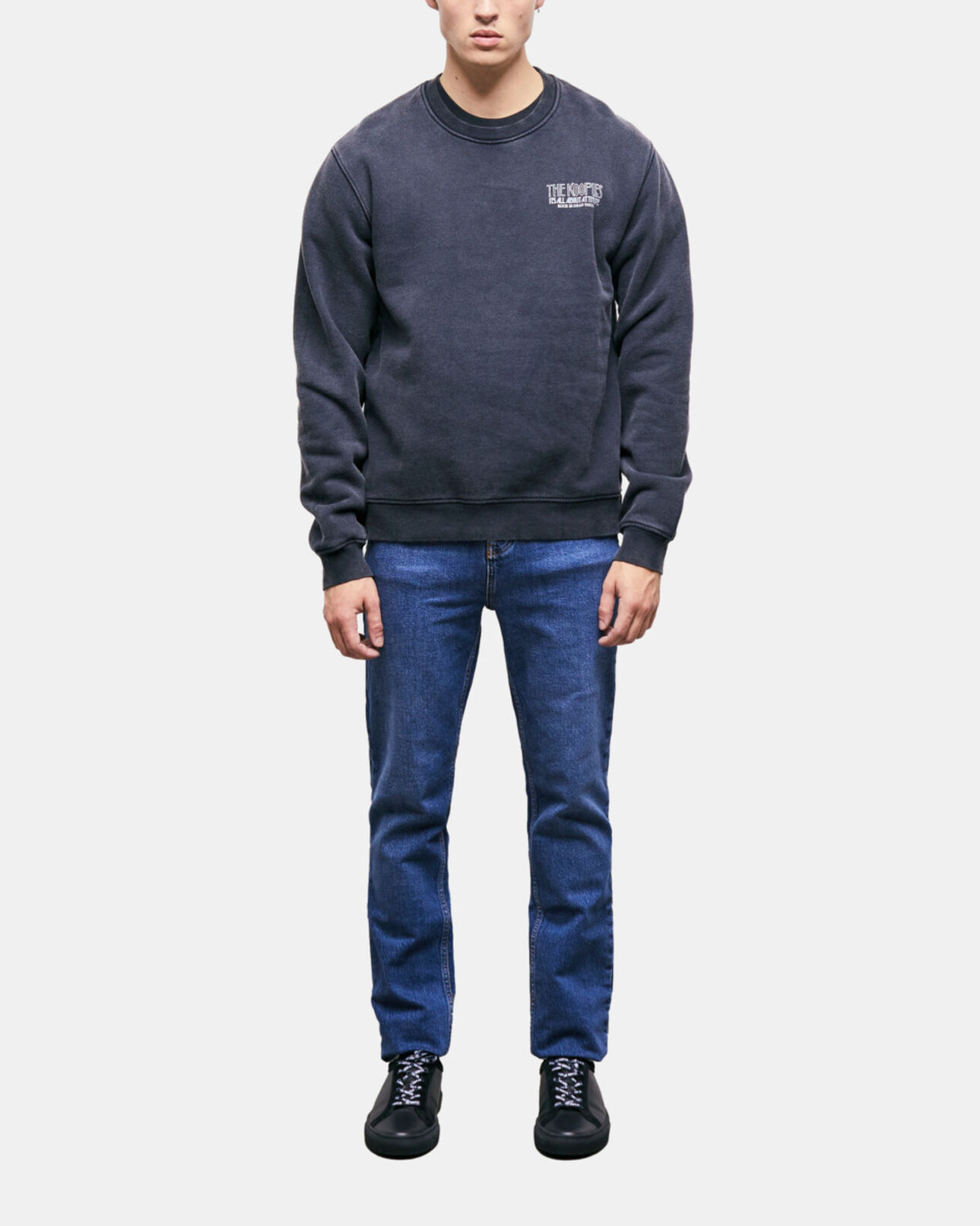 The Kooples HOMME BLACK WASHED sweatshirt imprimé noir