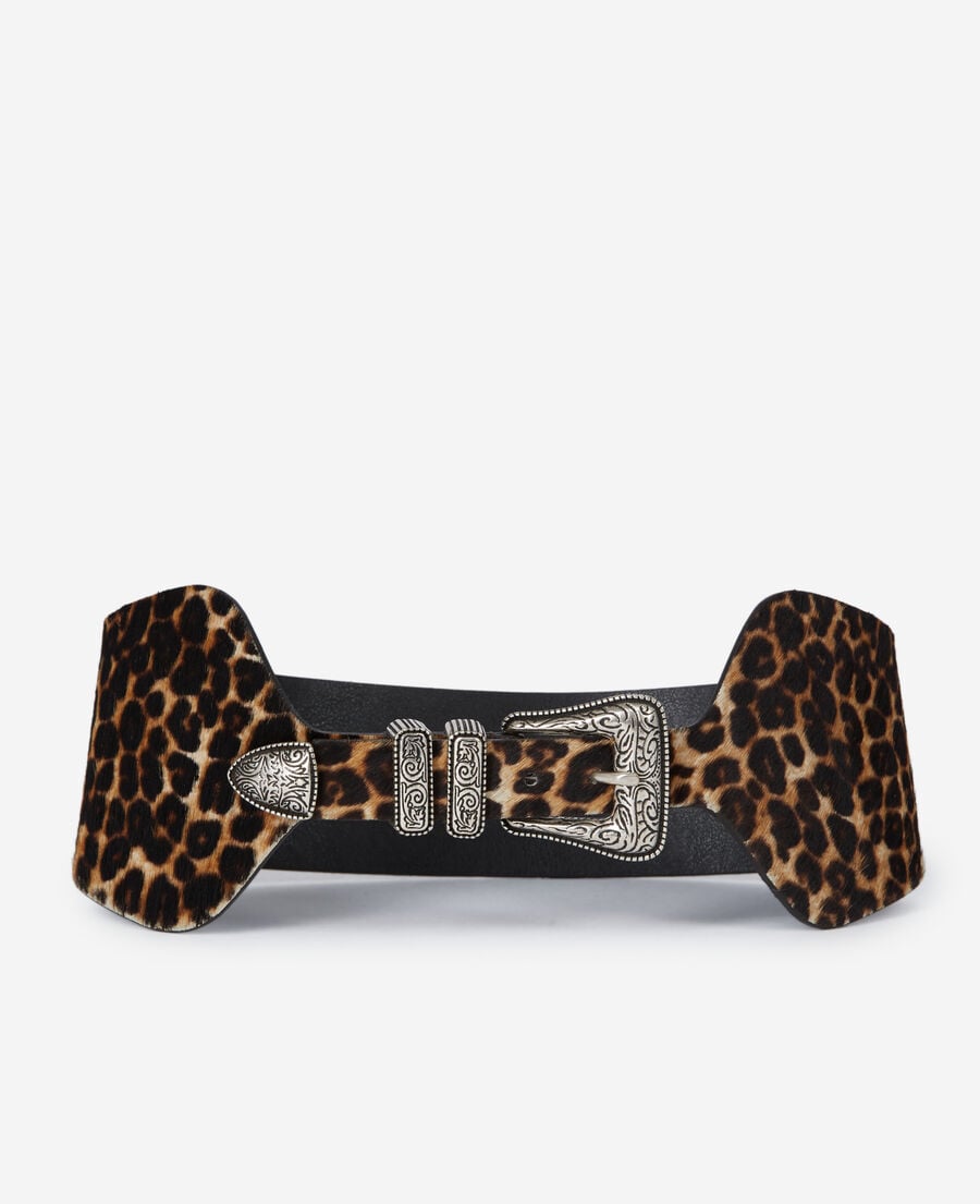 The Kooples WOMEN LEOPARD wide leopard print leather belt