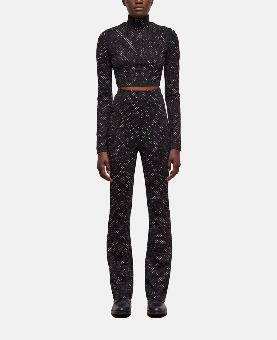 top à strass noir