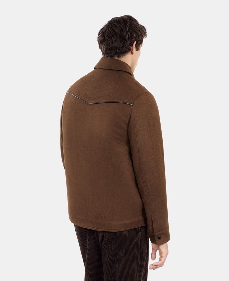 The Kooples MEN BROWN brown flannel overshirt-style jacket