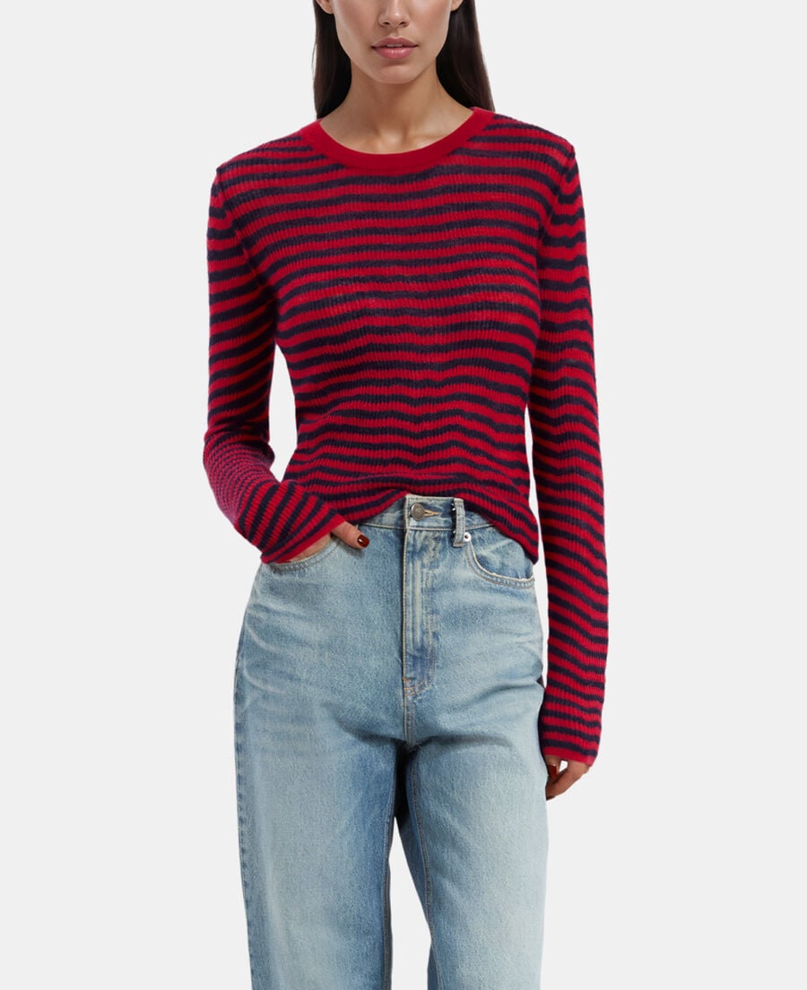 The Kooples FEMME RED / BLUE pull en mohair à rayures