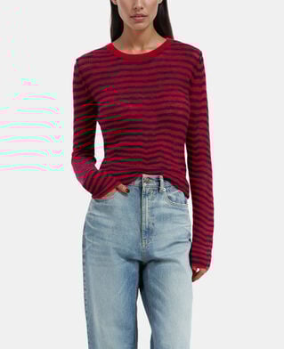 The Kooples FEMME RED / BLUE pull en mohair à rayures