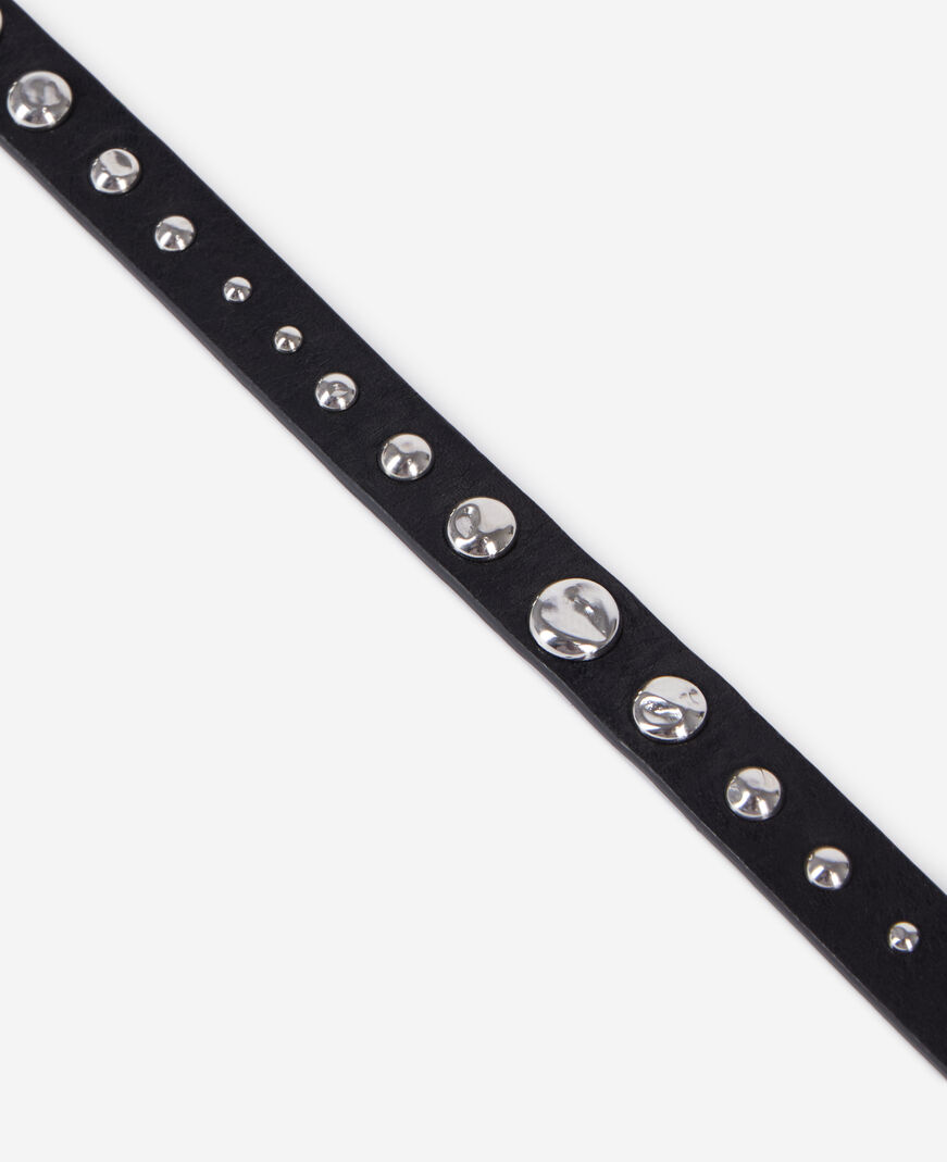 The Kooples FEMME BLACK ceinture fine en cuir avec clous noire