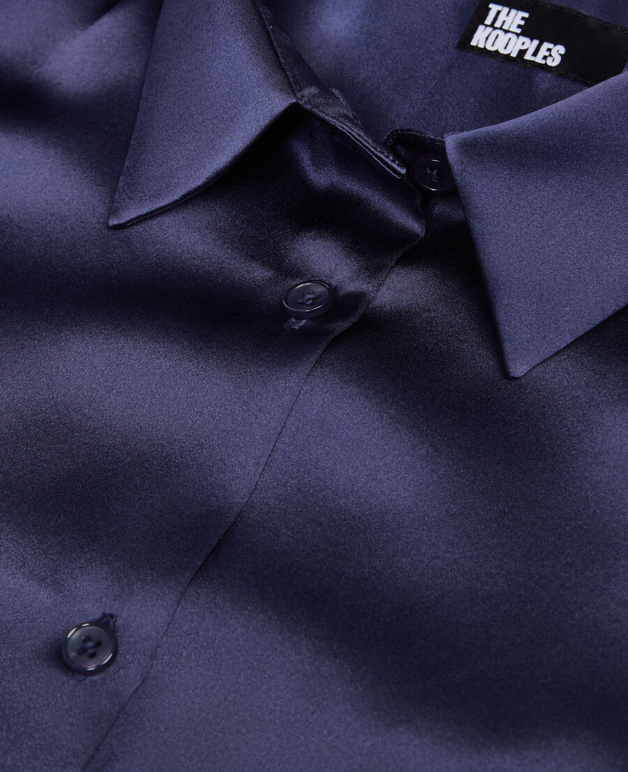 blue satin silk shirt