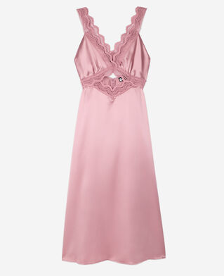 The Kooples F PINK WOOD long lilac slip dress with guipure