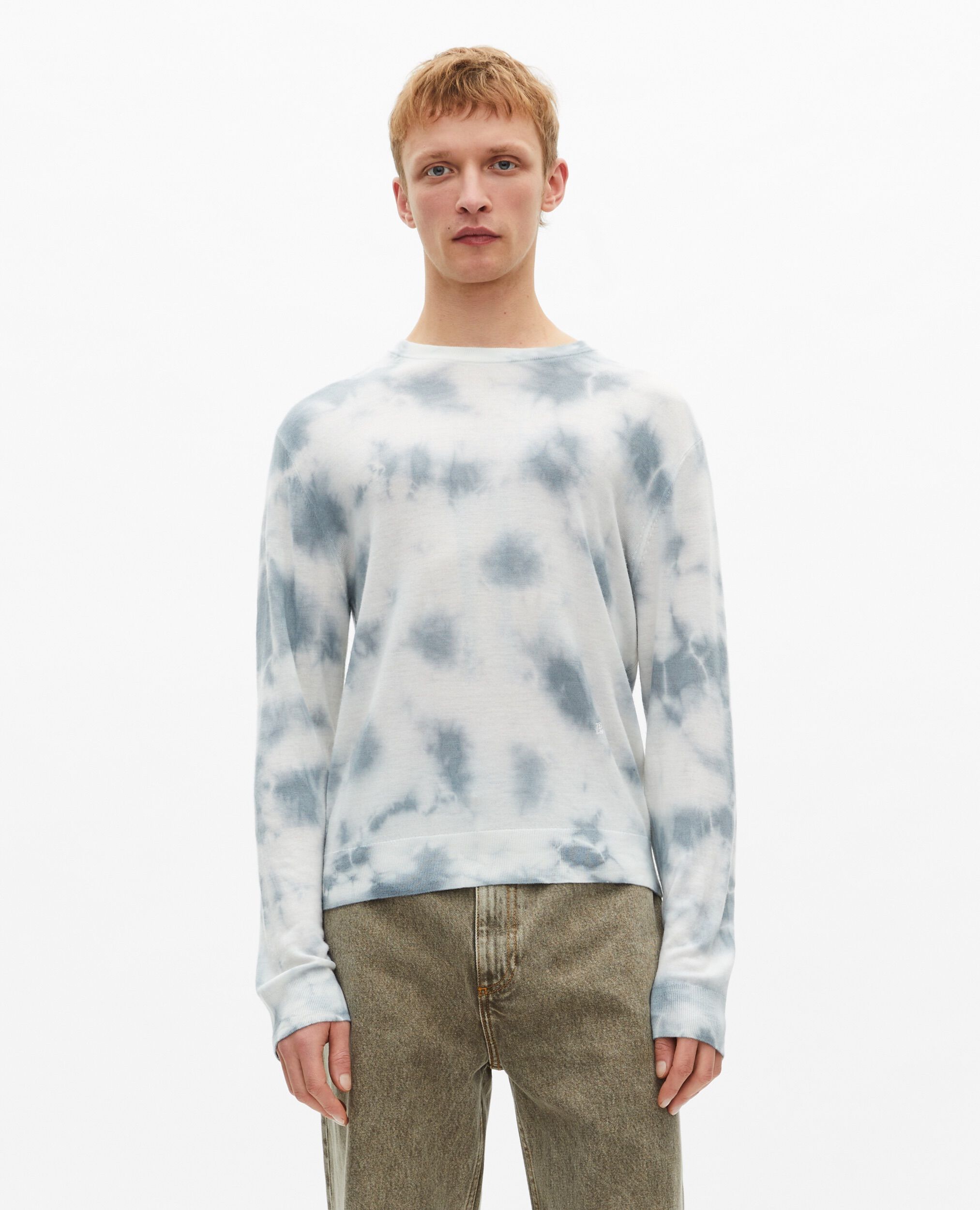 Blue tie and dye merino wool sweater, LIGHT BLUE/WHITE, hi-res image number null