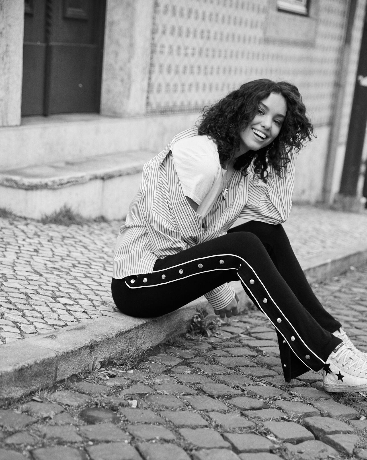 The Kooples WOMEN BLACK women's black joggers with contrasting strips