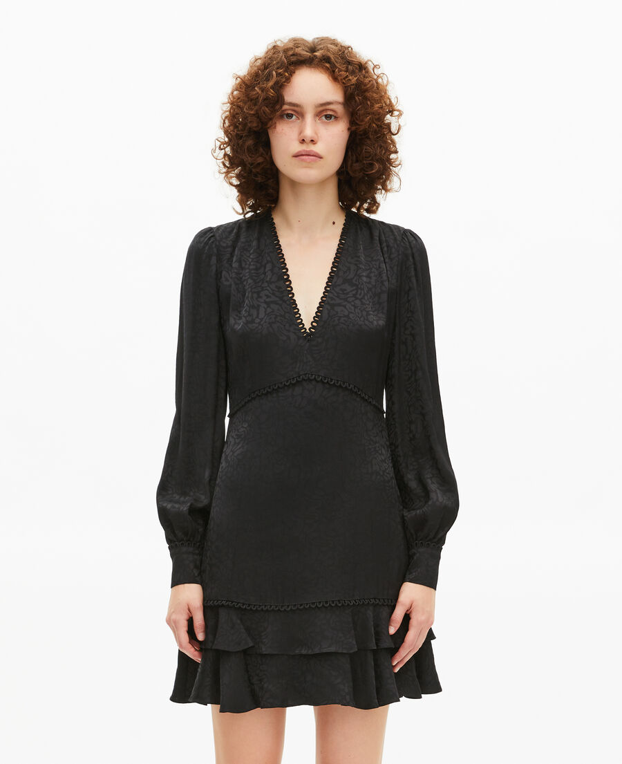 The Kooples FEMME BLACK robe courte en jacquard léopard noire